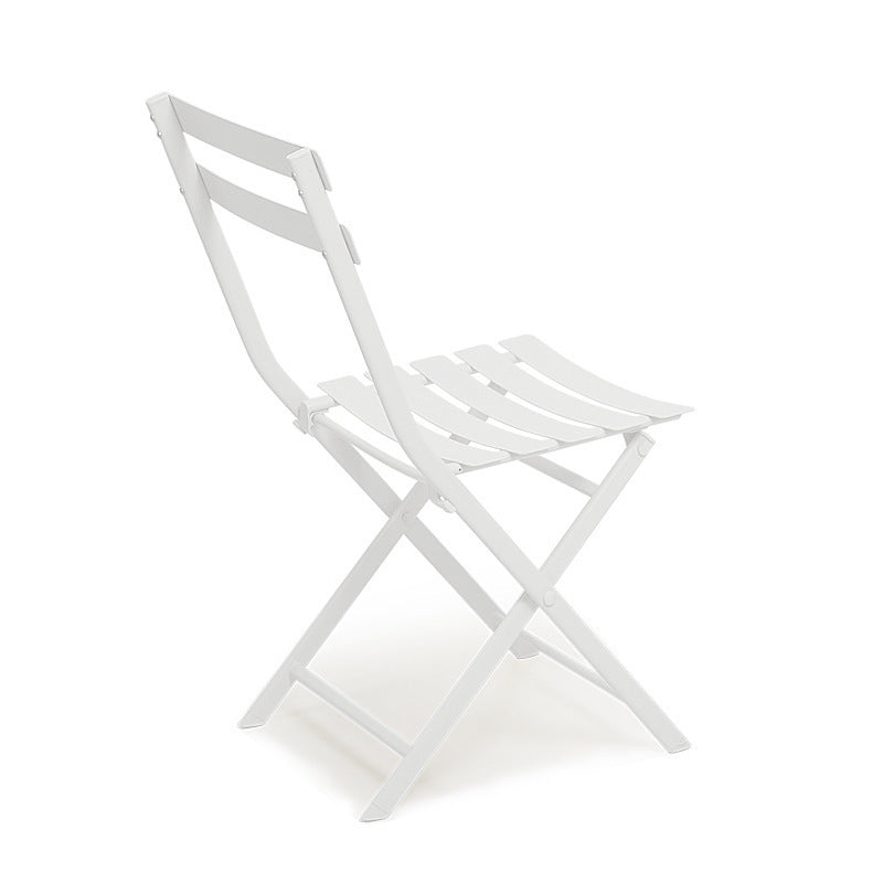 3 Piece Patio Bistro Set of Foldable Square Table and Chairs, White