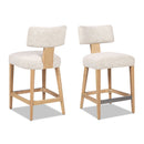 Penny - Round Arched Upholstered Counter Stool (Set of 2) - Travertine Beige by HouseOfZazla