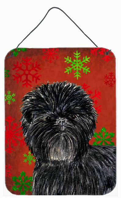 Affenpinscher Red Snowflakes Holiday Christmas Wall or Door Hanging Prints