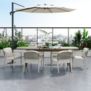 Modern Outdoor Dining Set With Expandable Acacia Wood Table by HouseOfZazla