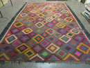 7' X10' Antique Afghan Kilim Handmade Flat Weave Wool Rug Vegy Organic Colorful