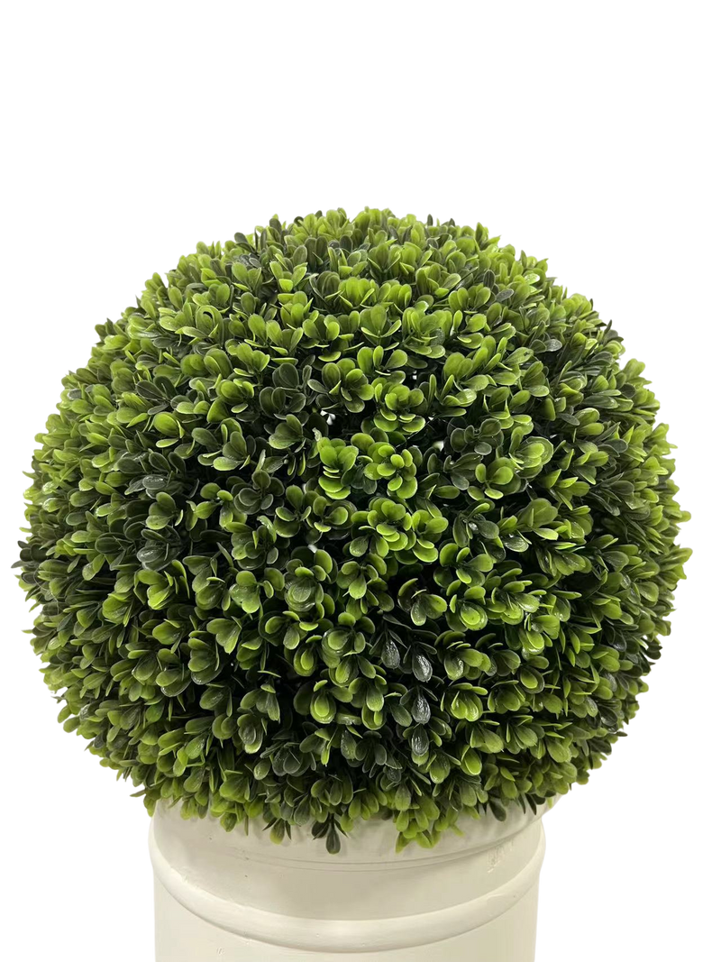 24" Ball Topiary in White Pot, Artificial Faux Plant for indoor and outdoor
