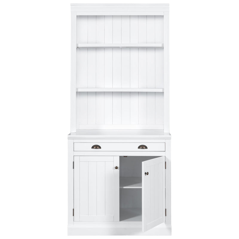 83.4"Tall Bookshelf with LED Lighting, Modern Bookcase with 2 Doors and 1 Drawer,Storage Bookcase with Open Shelves for Living Room,Home Office,White