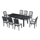 Topmax - Rustic Extendable Dining Table Set With Removable Leaf, 6 Upholstered Armless Dining Chairs And 2 Padded Arm Chairs, 9 Pieces by Unique Piece Furniture