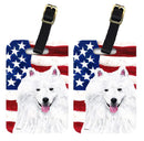 USA American Flag with American Eskimo Luggage Tag