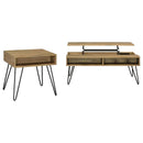 2 Piece Lift Top Coffee And End Table Set With Hairpin Legs - Golden Oak