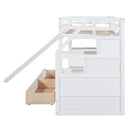 Bunk Bed With Storage Staircase, Slide, Desk, Drawers, And Shelves by HouseOfZazla