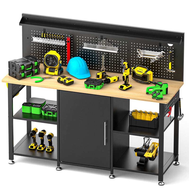 Workbench With Storage Cabinet And Pegboard - Black, photo 7 of 9