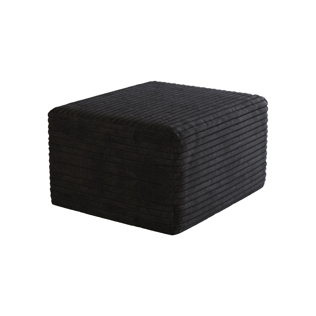 Black Plush Corduroy Sofa Ottoman - No Assembly Required, photo 6 of 8