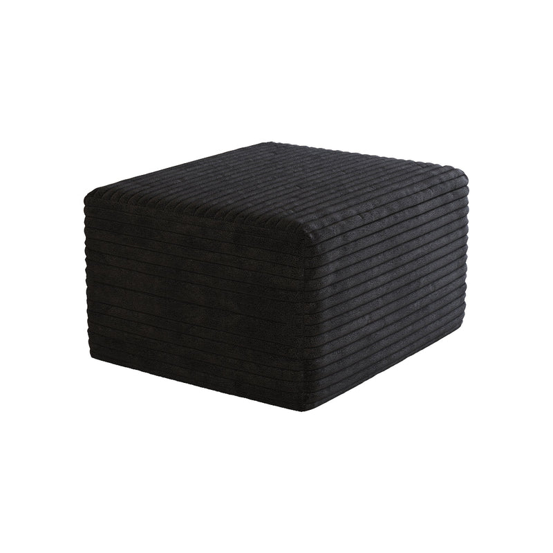 Black Plush Corduroy Sofa Ottoman - No Assembly Required, photo 6 of 8