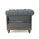 Fabric Upholstered Club Chair With Scrolled Tuxedo Arms