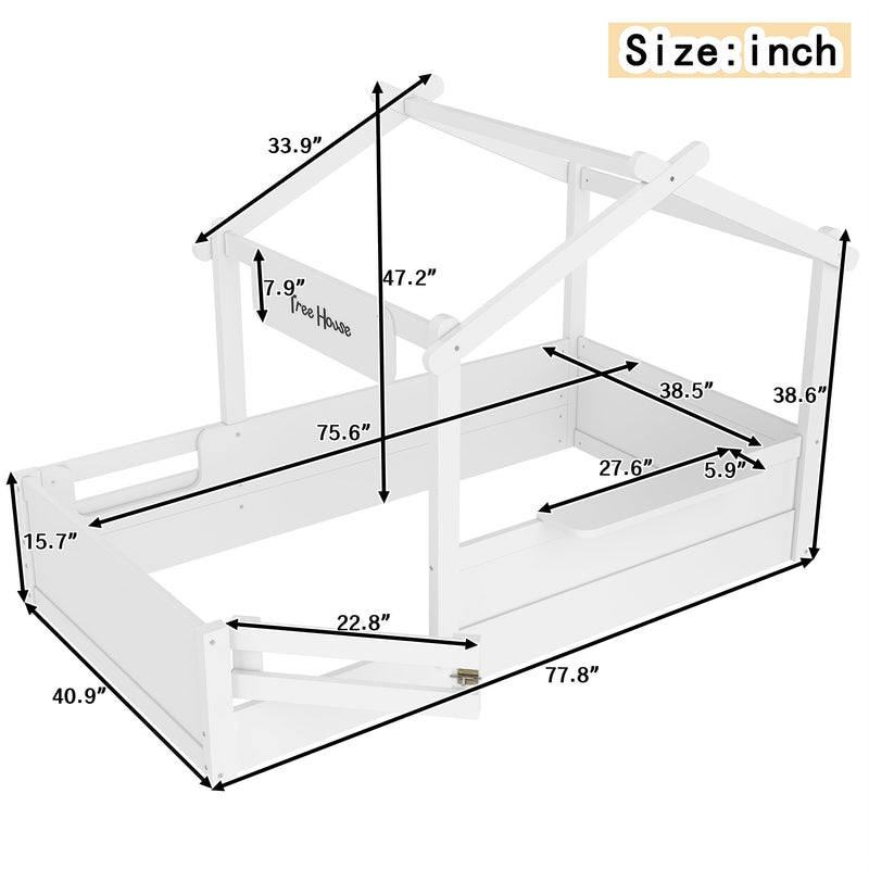 Twin Size Floor Bed with Guardrails and Roof, photo 4 of 10
