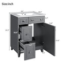 Transitional Style Bathroom Vanity Cabinet With Ceramic Sink