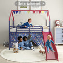 Jack - House Loft Bed With Slide And Curtain Set by HouseOfZazla