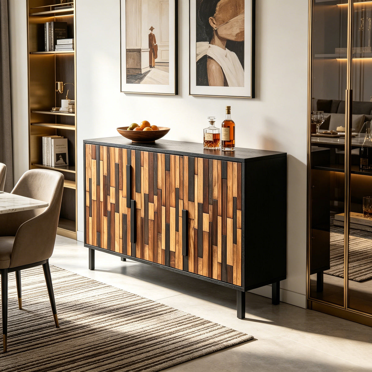 Farmhouse Rustic Sideboard With Straight Wood Pattern, photo 4 of 10
