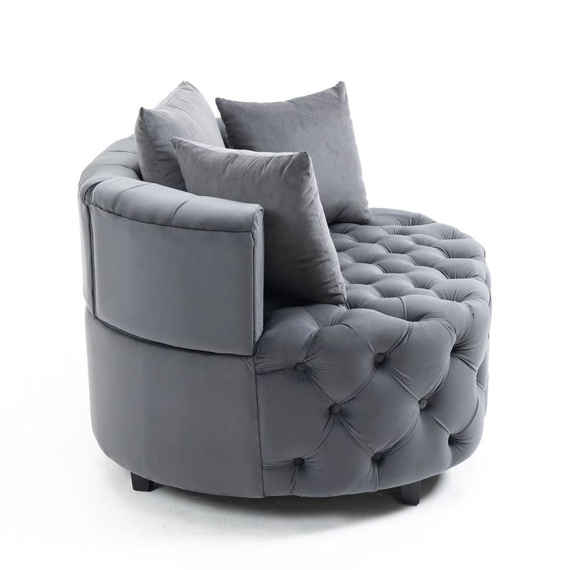 Accent Chair / Classical Barrel Chair for living room / Modern Leisure Chair (Grey)