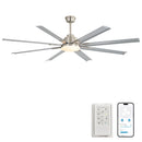 DC Motor Ceiling Fan With Dimmable Light And 8 Blade Aluminum Blades - Nickel by HouseOfZazla
