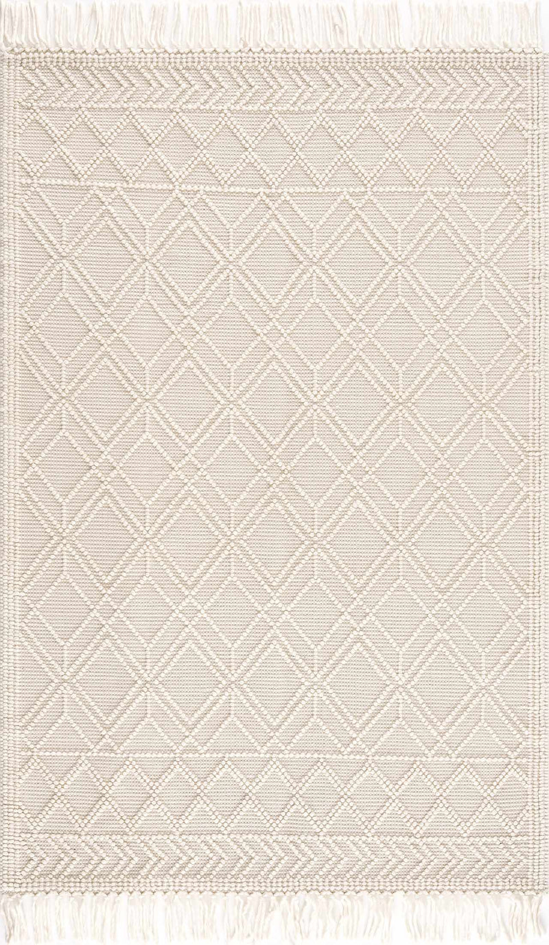 Ramsbury Beige Trellis Wool Rug