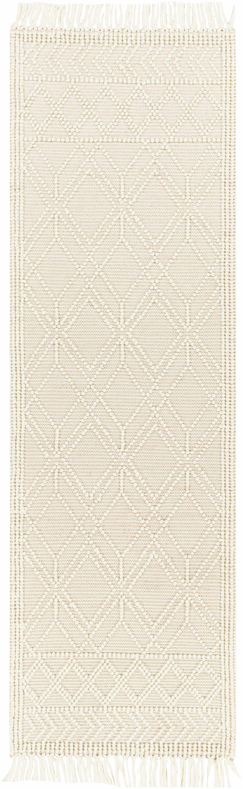 Ramsbury Beige Trellis Wool Rug