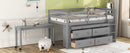 Loft Bed With Retractable Writing Desk And 4 Drawers, With Lateral Portable Desk And Shelves by HouseOfZazla