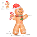 HOMCOM 8ft Christmas Inflatable Gingerbread Man Decoration