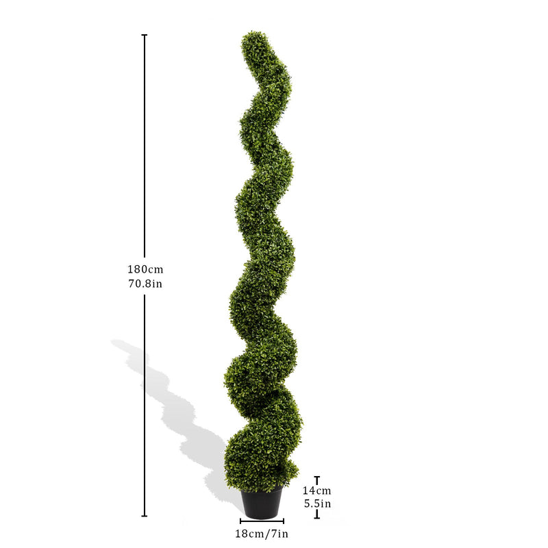Outdoor uv resistant plastic boxwood topiary bonsai artificial spiral tree plant 180cm 2pcs/set