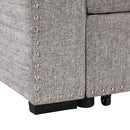 83.8" Reversible Sectional Pull-Out Sofa Bed L-Shaped Corner Sofa Couch with Storage Chaise, USB Ports, Power Sockets, Cup Holder for Living Room, Bedroom, Study,Light Gray