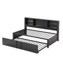 Industrial Metal Daybed With Trundle, Storage Shelves, USB Ports by HouseOfZazla