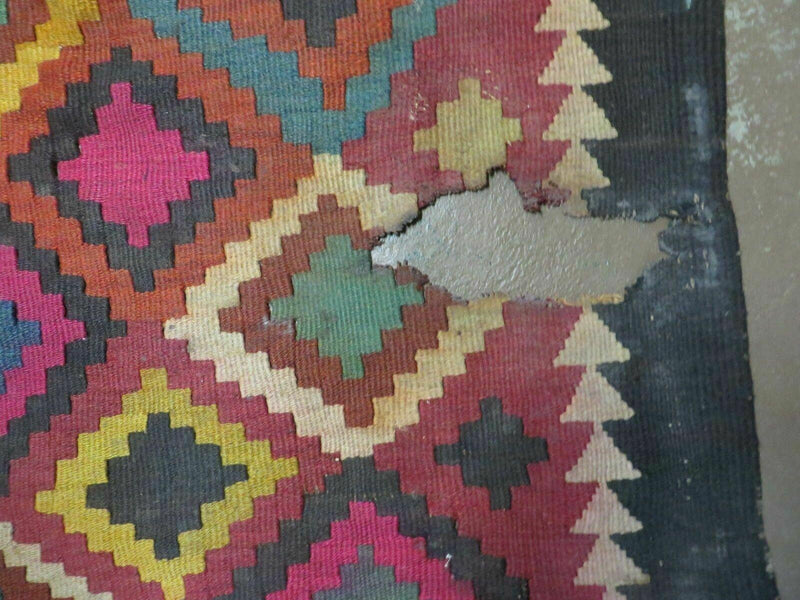 7' X10' Antique Afghan Kilim Handmade Flat Weave Wool Rug Vegy Organic Colorful