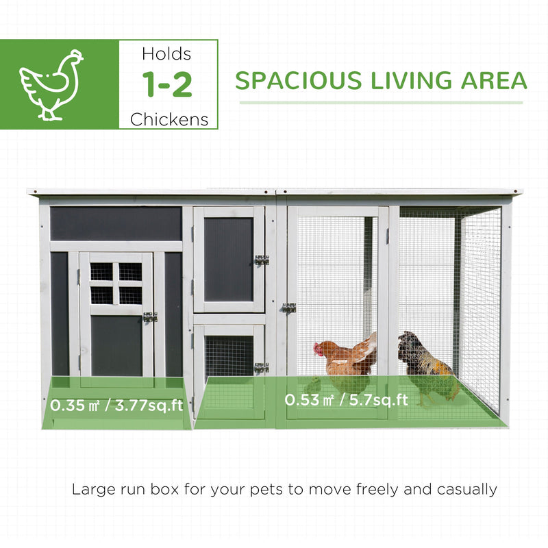 63" Outdoor Chicken Coop Wooden, Chicken Cage with Run Area, Nesting Box, Hen House with Waterproof Roof, Removable Tray