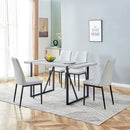 5-piece Dining Table Chairs Set, Rectangular Dining Room Table Set for 4, Modern Dining Table and faux leather Chairs for Kitchen Dining Room, Small Space, GRAY