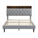Modern Upholstered Platform Bed Frame With Button Tufted Headboard And USB Ports by Unique Piece Furniture