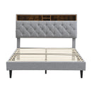 Modern Upholstered Platform Bed Frame With Button Tufted Headboard And USB Ports by Unique Piece Furniture
