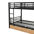 Full Size Convertible Bunk Bed With 2 Drawers Durable - Black by HouseOfZazla