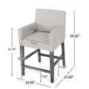 Charmed Upholstered Counter Stool with H-Frame Base and Round Arms