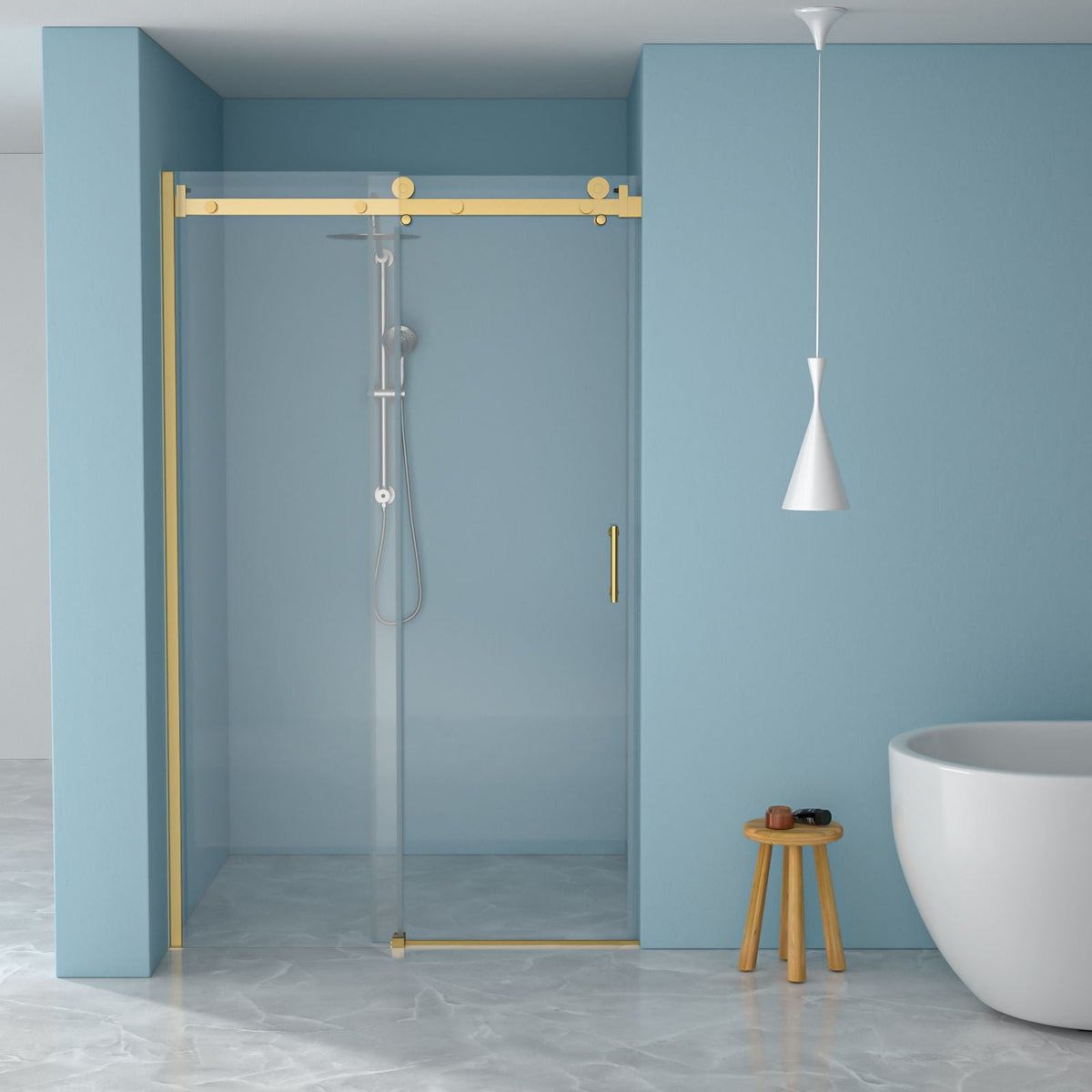 Modern Single Slide Shower Door, Tempered Glass, Stainless Steel Frame, photo 19 of 21