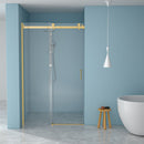 Modern Single Slide Shower Door, Tempered Glass, Stainless Steel Frame by HouseOfZazla