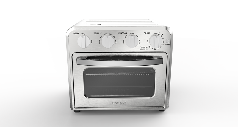 Geek Chef Air Fryer Toaster Oven Combo, 4 Slice Toaster Convection Air Fryer Oven Warm, Broil, Toast, Bake, Air Fry, Oil-Free, Accessories Included, Stainless Steel, Silver (16QT Air Fryer Oven)