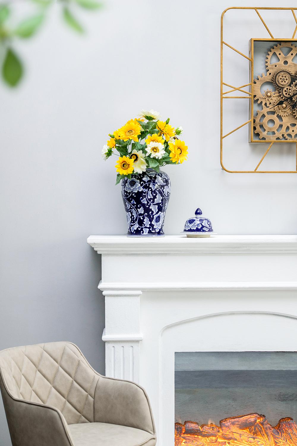 9.5x9.5x18" Porcelain Decorative Ginger Jar, photo 5 of 10