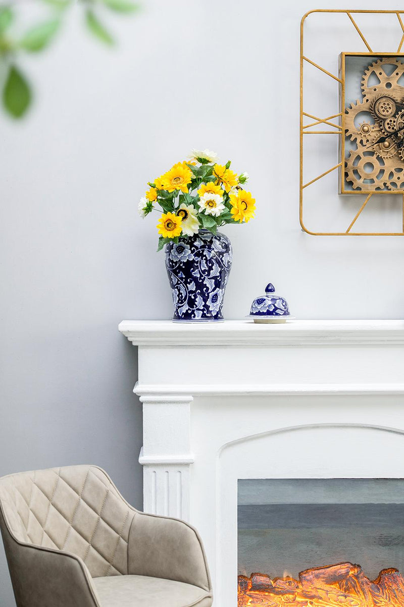 9.5x9.5x18" Porcelain Decorative Ginger Jar, photo 5 of 10