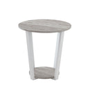 Elysian - Contemporary Round End Table With Shelf - Gray by HouseOfZazla