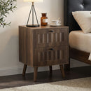 Double Drawer Bedside Table (Set of 2) - Walnut by HouseOfZazla