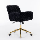 Office Chair, Artificial Rabbit Hair Home Office Chair With Metal Base, Adjustable Desk Chair Swivel Office Chair, Vanity Chair by HouseOfZazla