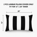 2 Pack Outdoor Lumbar Pillow Covers - 12x20 Inch