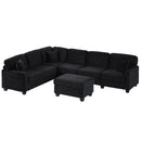 Upholstered U-Shaped Sectional Sofa With Movable Ottoman And Side Storage Pockets by HouseOfZazla