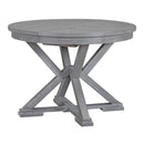 5-Piece Retro Functional Dining Table Set Extendable Round Table and 4 Upholstered Chairs for Dining Room and Living Room (Grey)