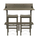 3-Piece Balcony Bar Set with Bottom Shelf Table and 2 Stools, Grey Finish by Montret