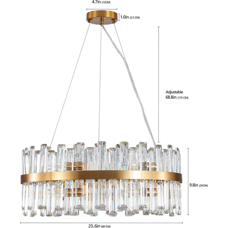23.6 Inches Luxury Chandeliers Crystal Living Room Bedroom Decorative Lights Simple Modern Dining Room LED Lighting,for Home Decor (Bulbs Not Included)