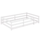 Twin Size Montessori Floor Bed With Fence - White by HouseOfZazla