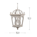 4 - Light Wood Chandelier, Hanging Light Fixture with Adjustable Chain for Kitchen Dining Room Foyer Entryway, Bulb Not Included
